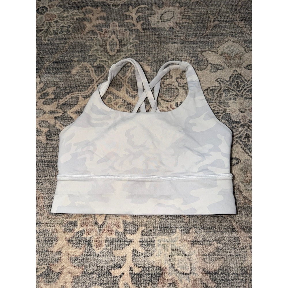 Lululemon White Camo Energy Longline Sports Bra